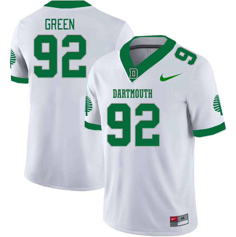 Men-Youth #92 Josiah Green Dartmouth Big Green 2023 College Football Jerseys Stitched-White